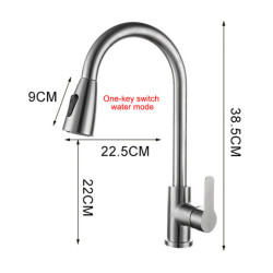 Brushed Nickel Kitchen Tap Single Hole Pull Out Kitchen Sink Mixer Tap Stream Sprayer Head Mixer Deck Mounted Hot Cold Tap