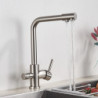 Brushed Nickel Filter Kitchen Tap Drinking Water Kitchen Tap Deck Mounted Dual Handles 3-Way Hot Cold Water Mixer