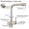 Brushed Nickel Filter Kitchen Tap Drinking Water Kitchen Tap Deck Mounted Dual Handles 3-Way Hot Cold Water Mixer