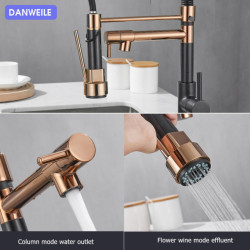 Kitchen Tap All Copper Pull-out Kitchen Sink Tap Double Outlet Water Cooled Hot Wash Vegetable Basin Spring Tap