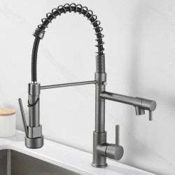 Kitchen Tap All Copper Pull-out Kitchen Sink Tap Double Outlet Water Cooled Hot Wash Vegetable Basin Spring Tap