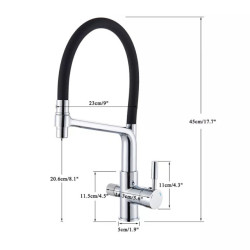 Filter Kitchen Tap Black Dual Spout Drinking Water Tap Mixer 360 Degree Rotation Hot Cold Water Purification Feature Tap