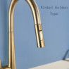 Thickened Brass Brushed Nickel Golden Kitchen Tap Pull Out Spray Kitchen Tap 360° Rotatble Hot Cold Sink Mixer Crane