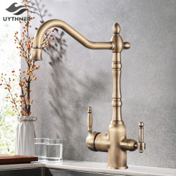 Kitchen Water Filter Tap Kitchen Taps Dual Spout Filter Tap Mixer 360 Degree Rotation Water Purification Feature Taps