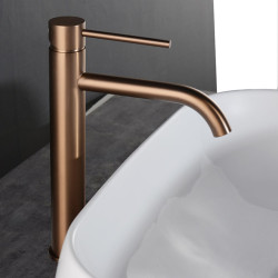 Brushed Gold Bathroom Basin Tap Cold And Hot Mixer Water Tap Deck Mounted Single Hole & Handle Tall Style Brushed Rose Gold