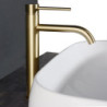 Brushed Gold Bathroom Basin Tap Cold And Hot Mixer Water Tap Deck Mounted Single Hole & Handle Tall Style Brushed Rose Gold