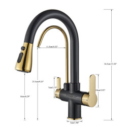 Kithcen Drink Purified Tap Pull Out Water Filter Tap 2/3 Way Hot & cold Mixer Sink Crane