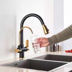 Kithcen Drink Purified Tap Pull Out Water Filter Tap 2/3 Way Hot & cold Mixer Sink Crane