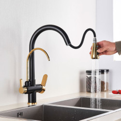 Kithcen Drink Purified Tap Pull Out Water Filter Tap 2/3 Way Hot & cold Mixer Sink Crane