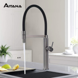 Black brass kitchen Tap high-end light luxury design single hole single handle pull-out cold and hot double control sink Tap