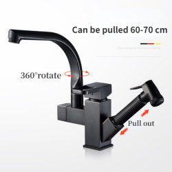 Black Kitchen Sink Tap Chrome Pull Out Bidet Spray Hot/Cold Water Mixer Tap Rotatable Crane Stainless Steel Taps