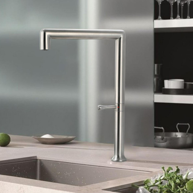Kitchen 304 Stainless Steel 360 Rotation Cold & Hot Water Tap Body Surface Brushed Gun Grey Golden Color Single Handle