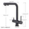 Black Filtered Kitchen Tap Pull Out Brass Purifier Tap 360 Rotation Dual Sprayer Drinking Water Tap Vessel Sink Mixer Tap