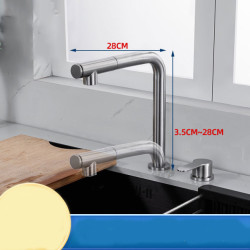 Lifting hidden Pull-out kitchen Tap 304 stainless steel 360 Rotating Tap integrated Hot and Cold sink Tap GAD35-45