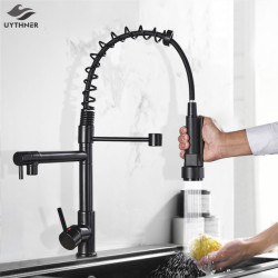 Brass Kitchen Tap Vessel Sink Mixer Tap Spring Dual Swivel Spouts Hot and Cold Water Mixer Taps Bathroom Taps