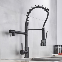 Brass Kitchen Tap Vessel Sink Mixer Tap Spring Dual Swivel Spouts Hot and Cold Water Mixer Taps Bathroom Taps