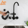 Kitchen Basin Tap Stainless Steel with Sprayer Rotatable Tap Wall Mount Single Handle Cold Hot Water Mixer Washing Tub Crane