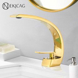 Golden Bath Washbasin Tap Brass Tap Polished Hot Cold Water Sink Mixer Tap Vanity Bathroom Taps Single Handle Crane