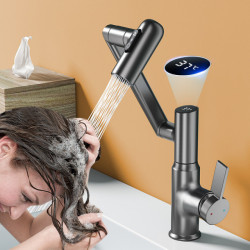 Kitchen Taps Refined Copper Thickening Intelligence Digital Display Pull Tap 360 Rotating Tap Three Water Outlet Modes