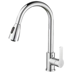 Deck Mounted Pull Out Kitchen Taps Single Hole Spout Sink Mixer Tap Stream Sprayer Head