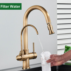 Rozin Touch Sensor Filter Water Kitchen Tap Antique Brass Put out Sprayer Mixer Tap with Swivel Pure Water Crane for Kitchen