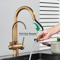 Rozin Touch Sensor Filter Water Kitchen Tap Antique Brass Put out Sprayer Mixer Tap with Swivel Pure Water Crane for Kitchen