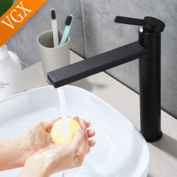 Bathroom Taps High Basin Mixer Sink Tall Tap Gourmet Washbasin Taps Water Tap Hot Cold 360° Tapware Crane Brass Black